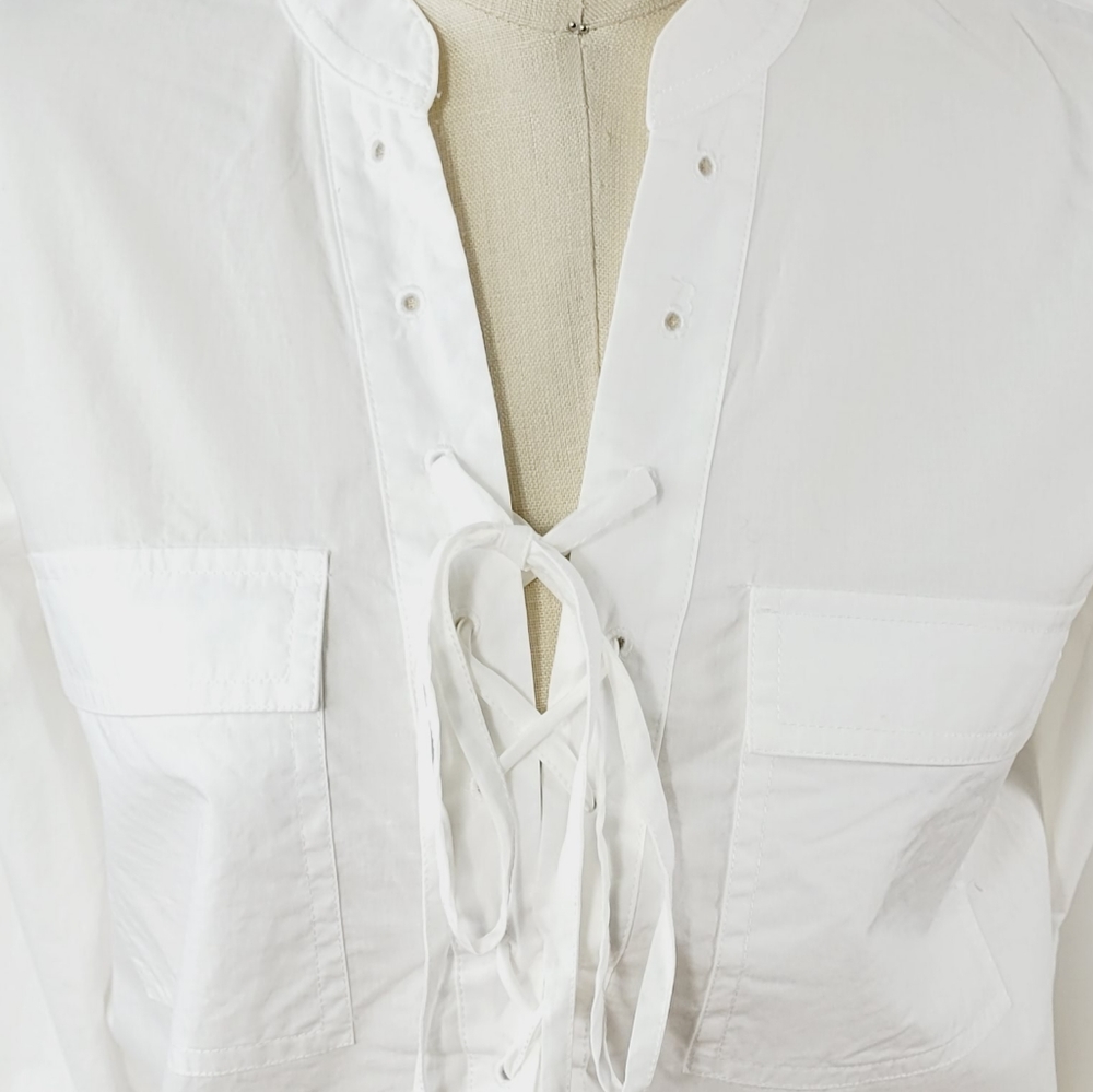 MADEWELL Poplin White Lace Up Blouse Size XXS - Picture 6 of 9